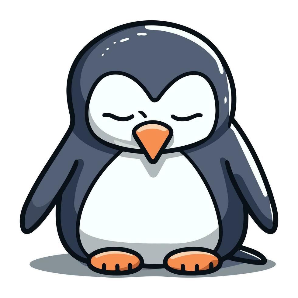 Cute penguin isolated on white background. Vector cartoon illustration.