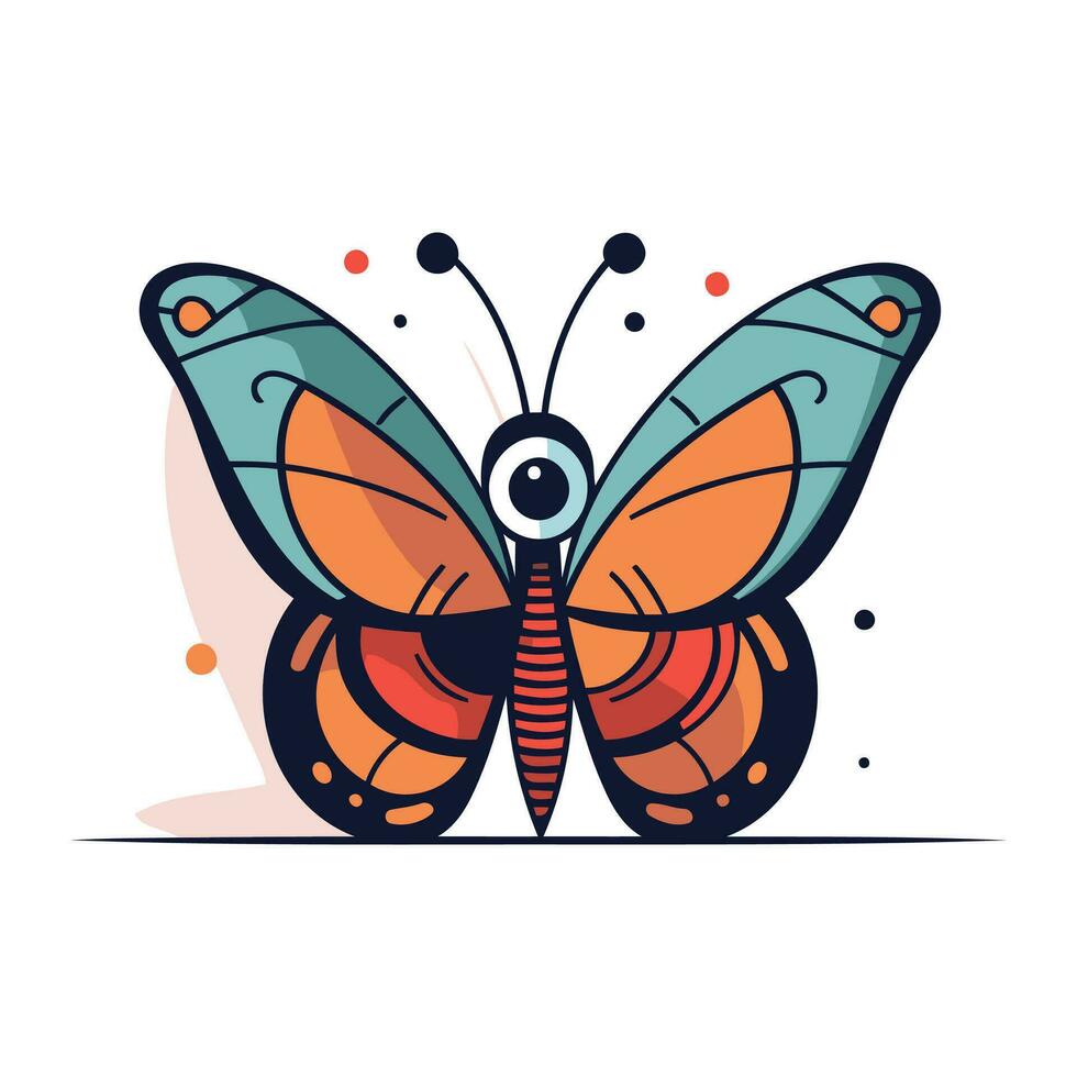 Butterfly vector illustration. Colorful flat design. Isolated on white background.