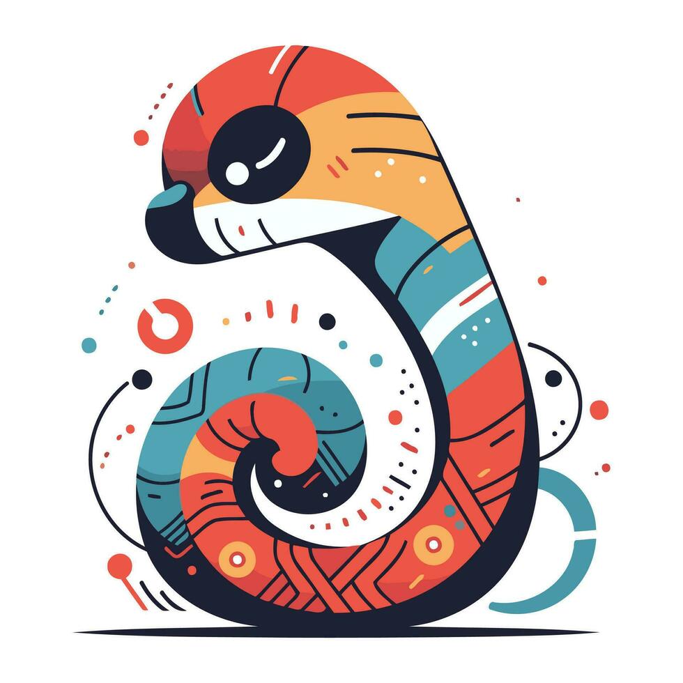 Cute snake. Vector illustration in doodle style on white background.