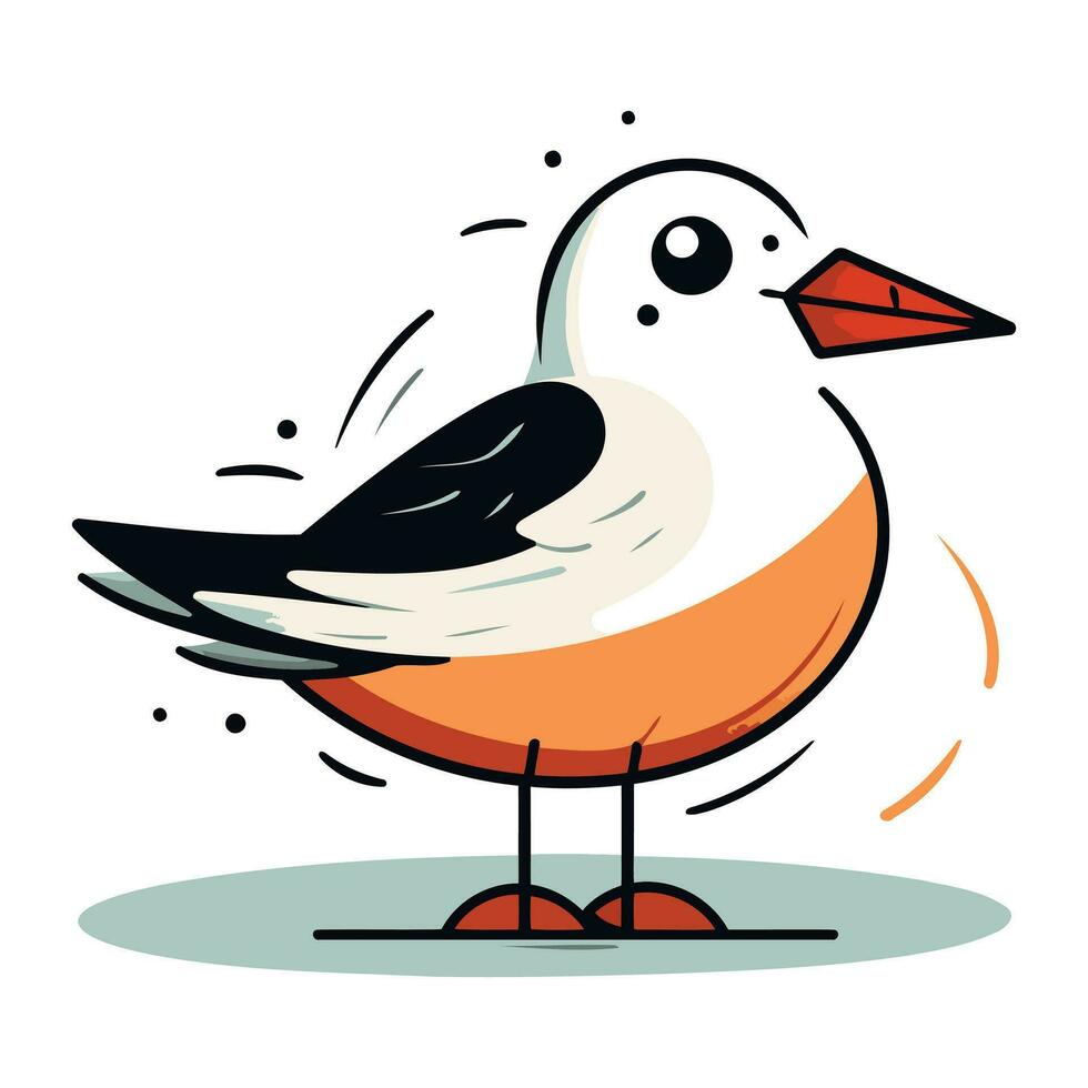 Seagull on white background. Vector illustration in cartoon style.