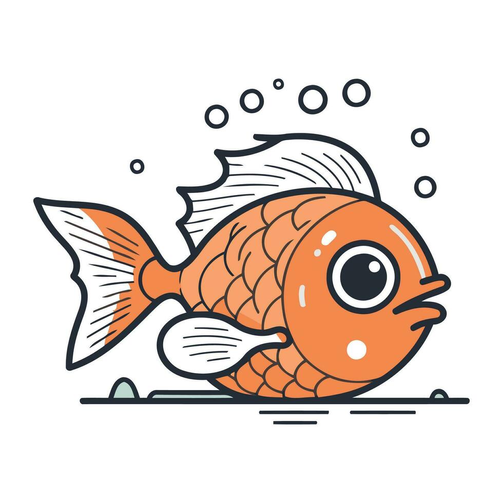 Cartoon fish. Vector illustration. Isolated on white background.