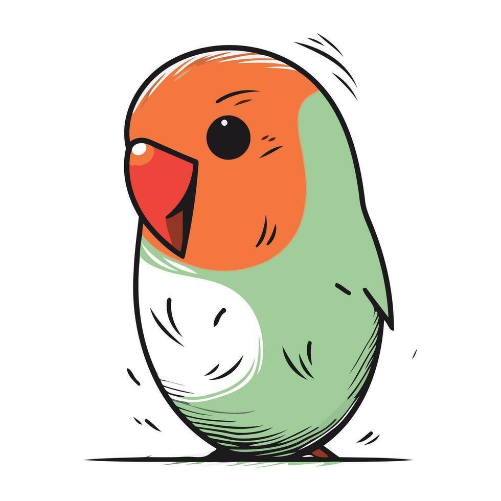Vector illustration of cute parrot. Hand drawn doodle style.