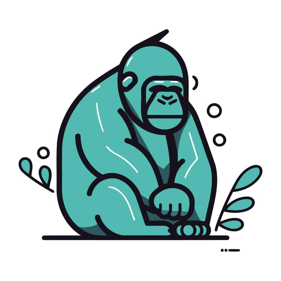 Gorilla vector line icon. animal illustration. vector line icon