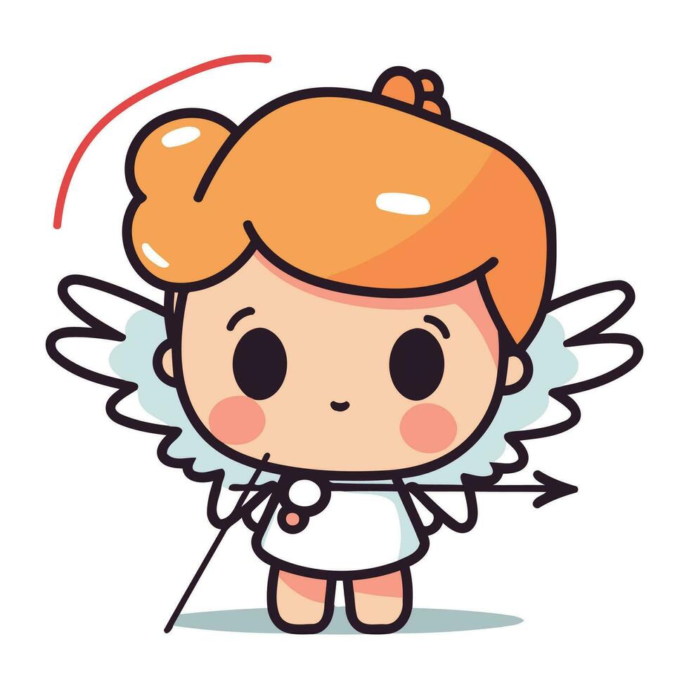 linda Cupido con arco y flecha. vector ilustración en dibujos animados estilo.