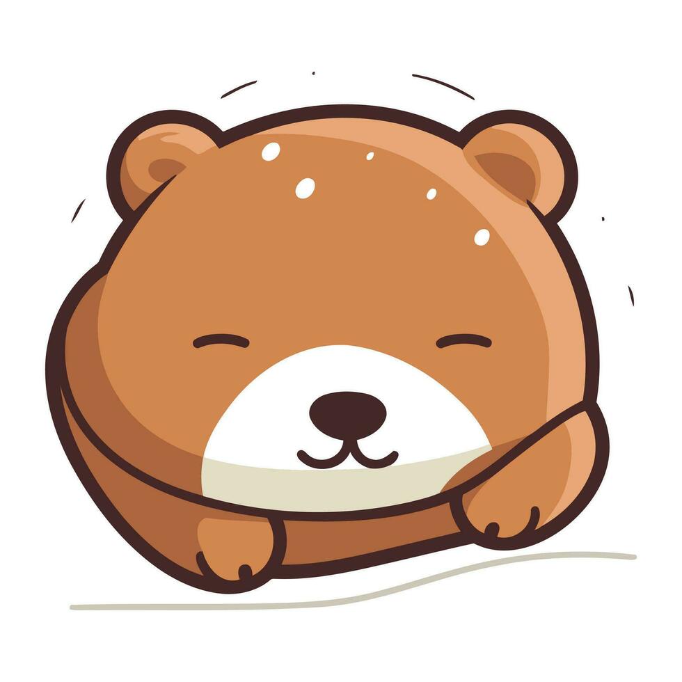 Cute Cartoon Teddy Bear Vector Illustration. Cute Bear Face