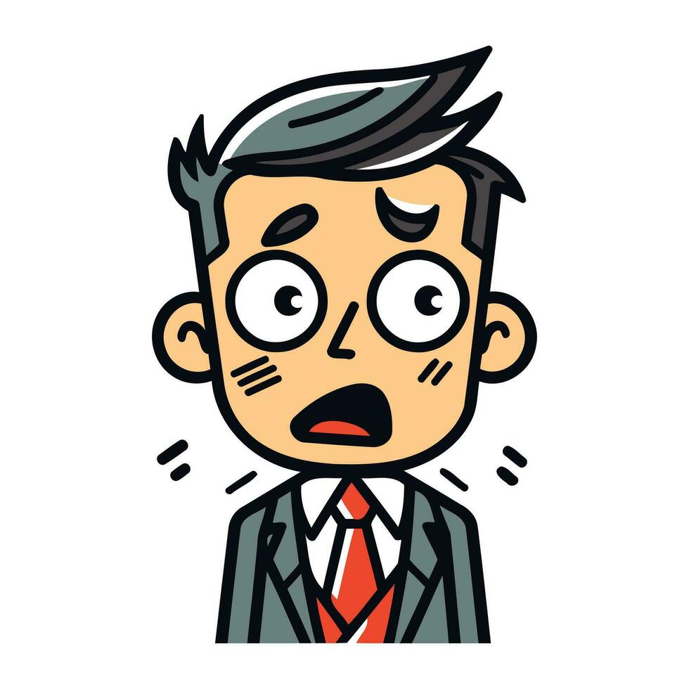 Angry man in suit and tie. Vector illustration of angry man.
