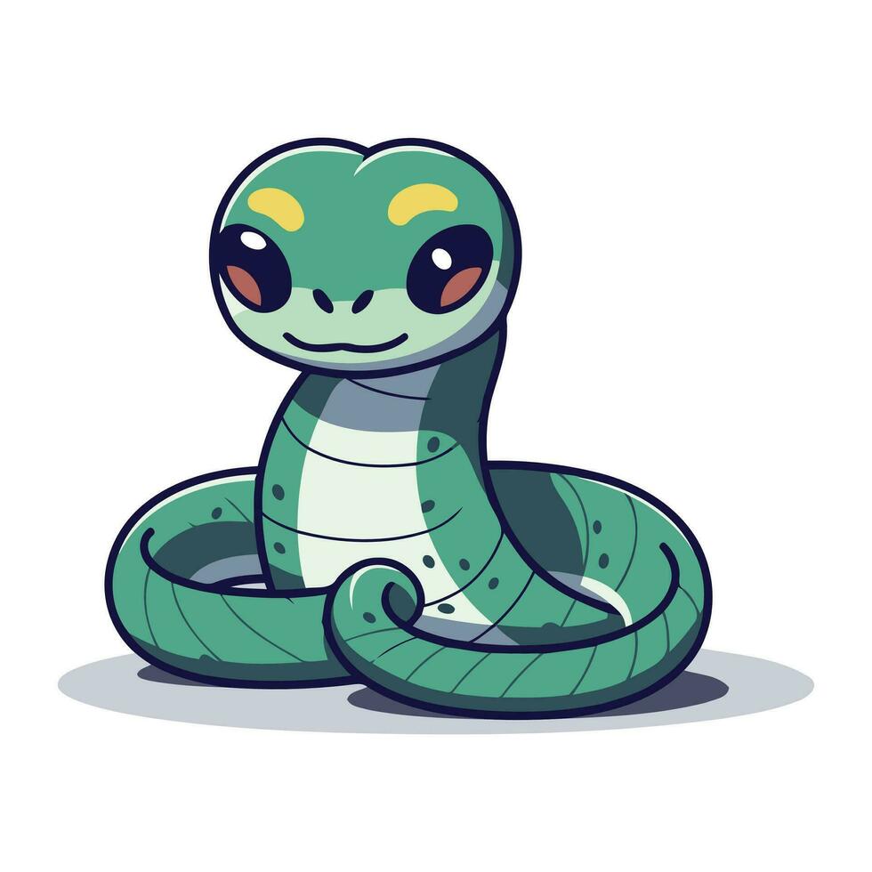 Cute cartoon snake. Vector illustration isolated on a white background.