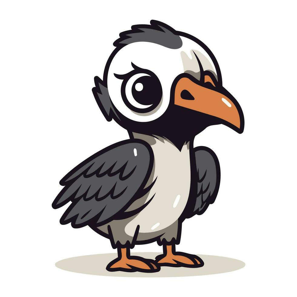 Cute cartoon vulture isolated on white background. Vector illustration.