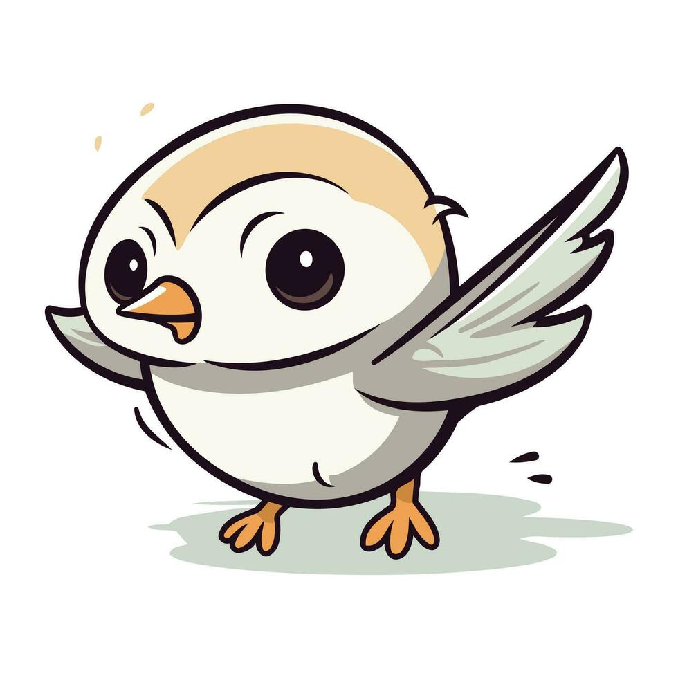 linda pequeño dibujos animados pájaro aislado en blanco antecedentes. vector ilustración.