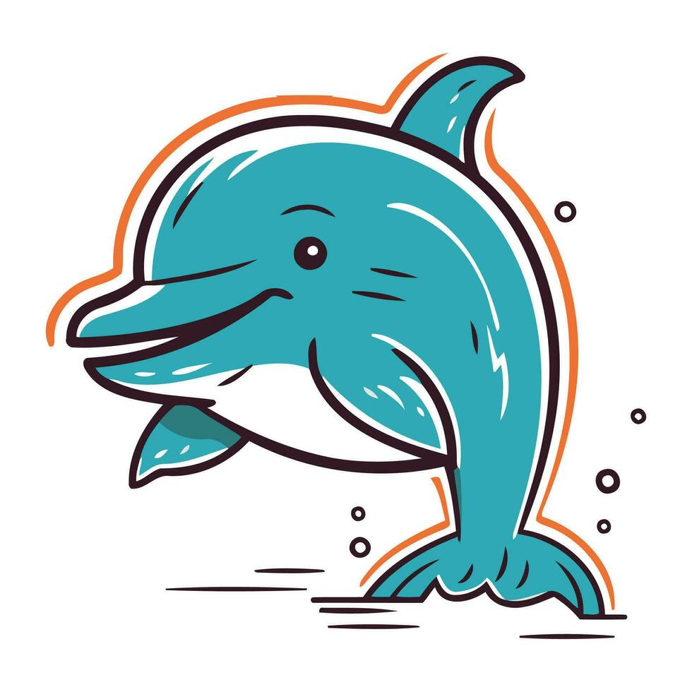 delfín dibujos animados aislado en blanco antecedentes. vector ilustración para tu diseño