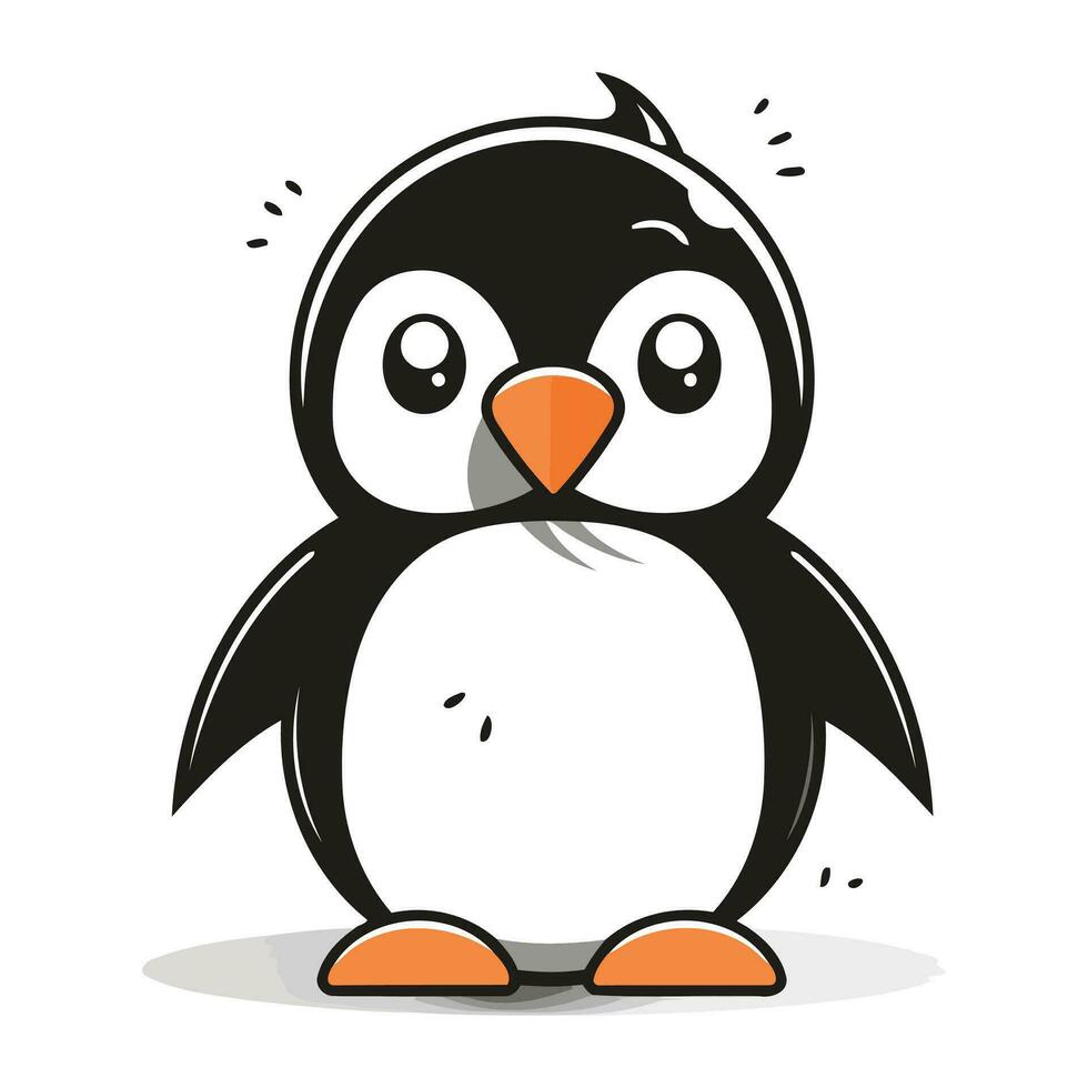 Penguin Vector Illustration. Cute cartoon penguin.
