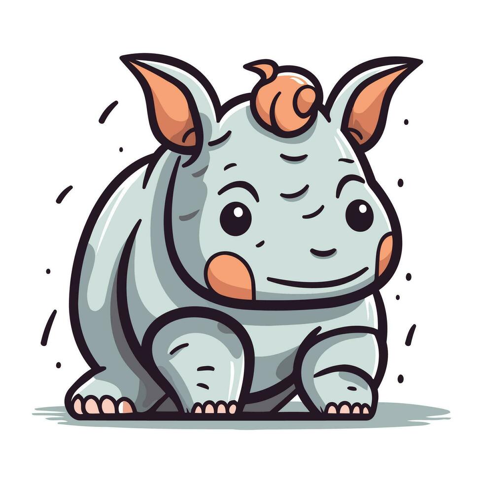 dibujos animados rinoceronte. vector ilustración de un rinoceronte.