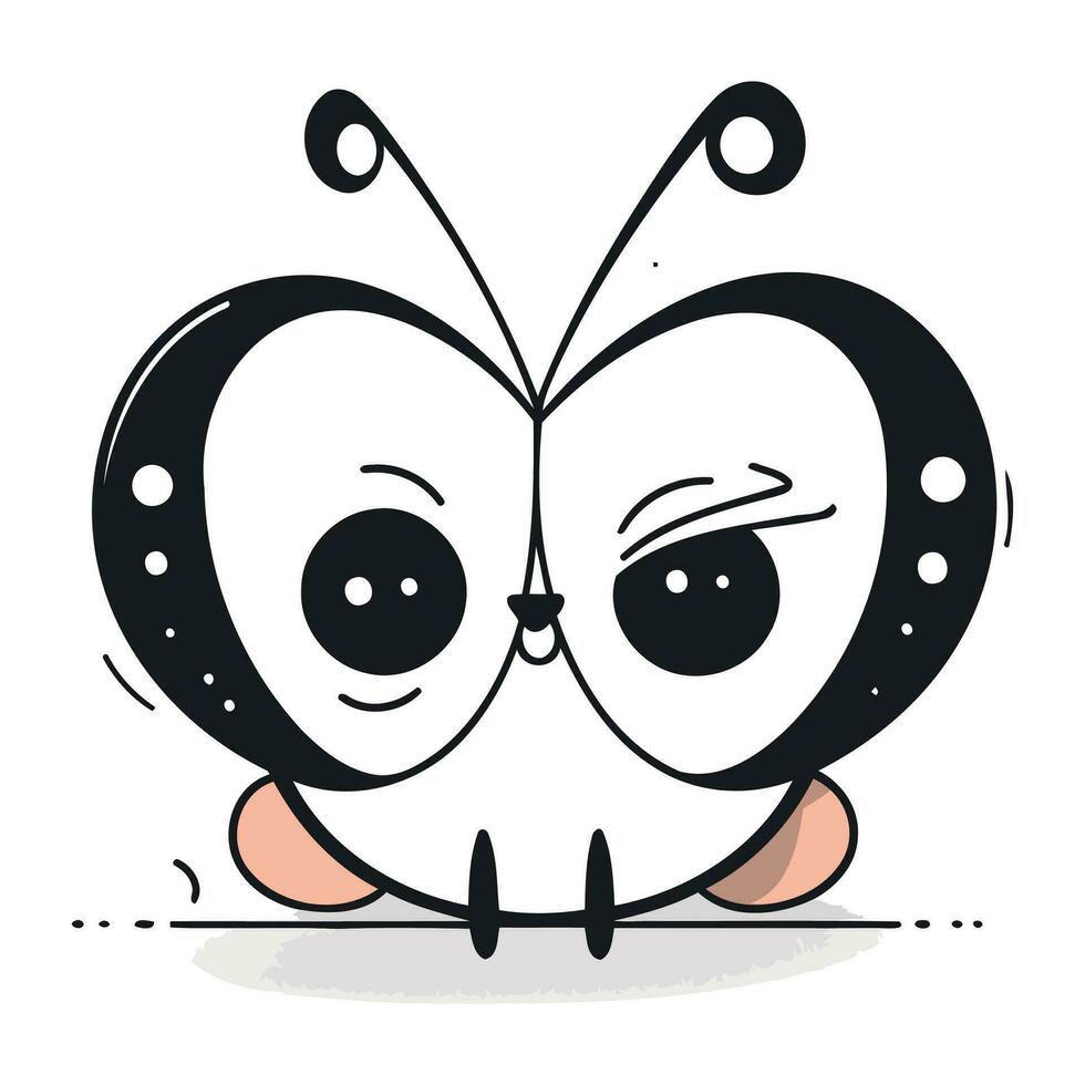 mariposa dibujos animados vector ilustración. linda kawaii mariposa.