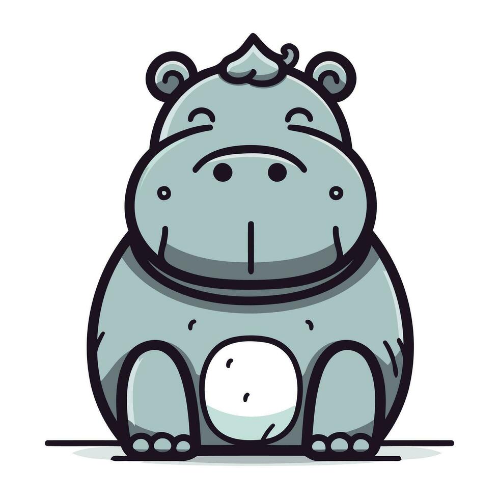 Hippopotamus cartoon character. Vector illustration of a hippo.