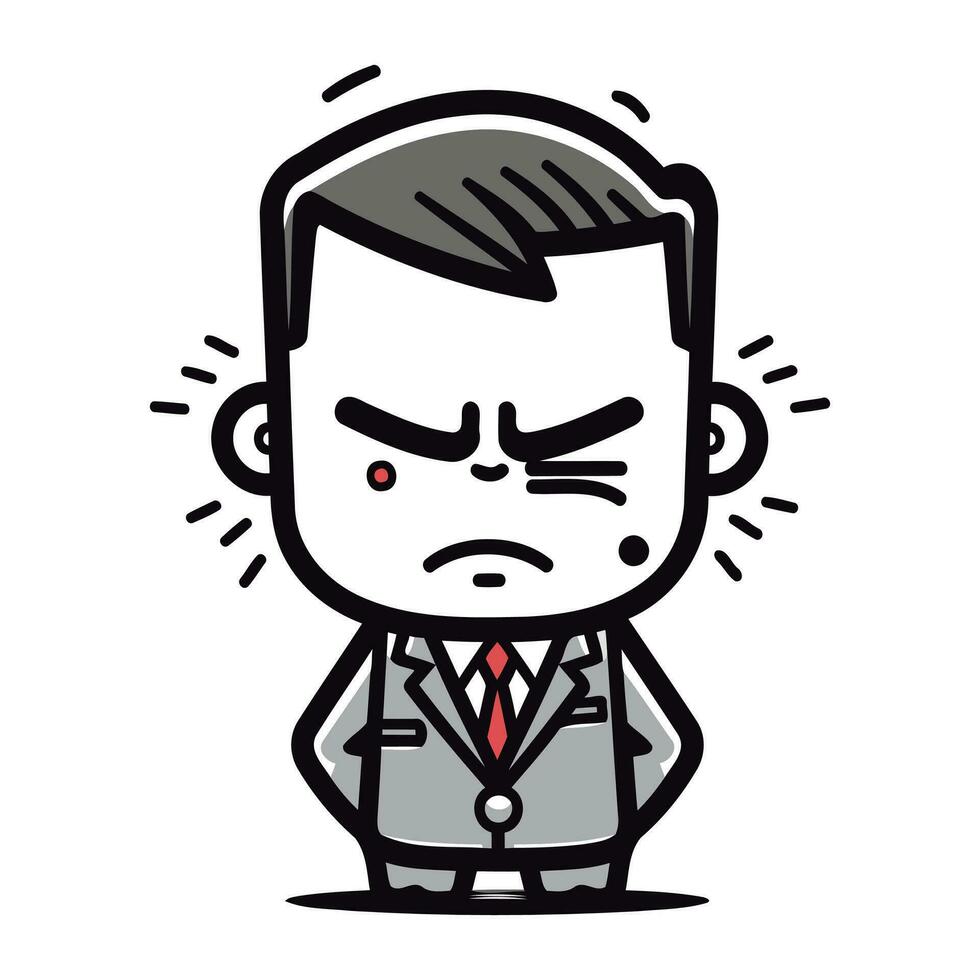 Angry Businessman Wearing Suit   Retro Cartoon Vector Illustration