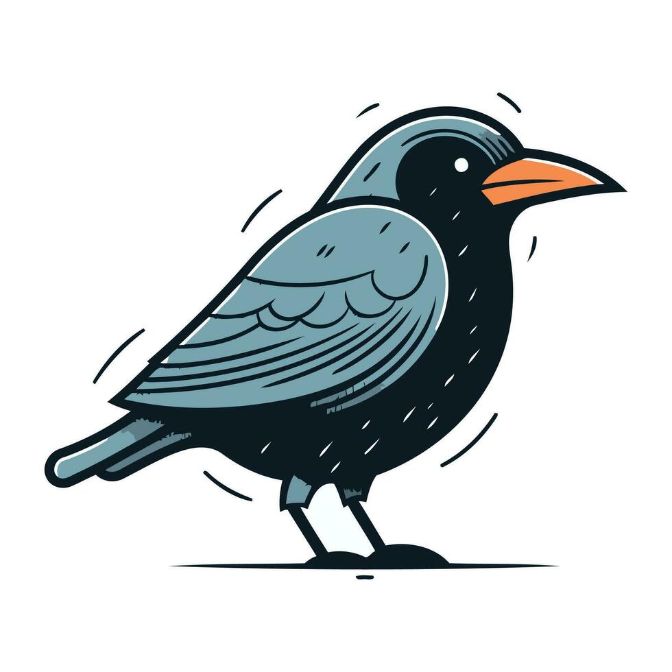 Crow. Vector illustration. Isolated on a white background.