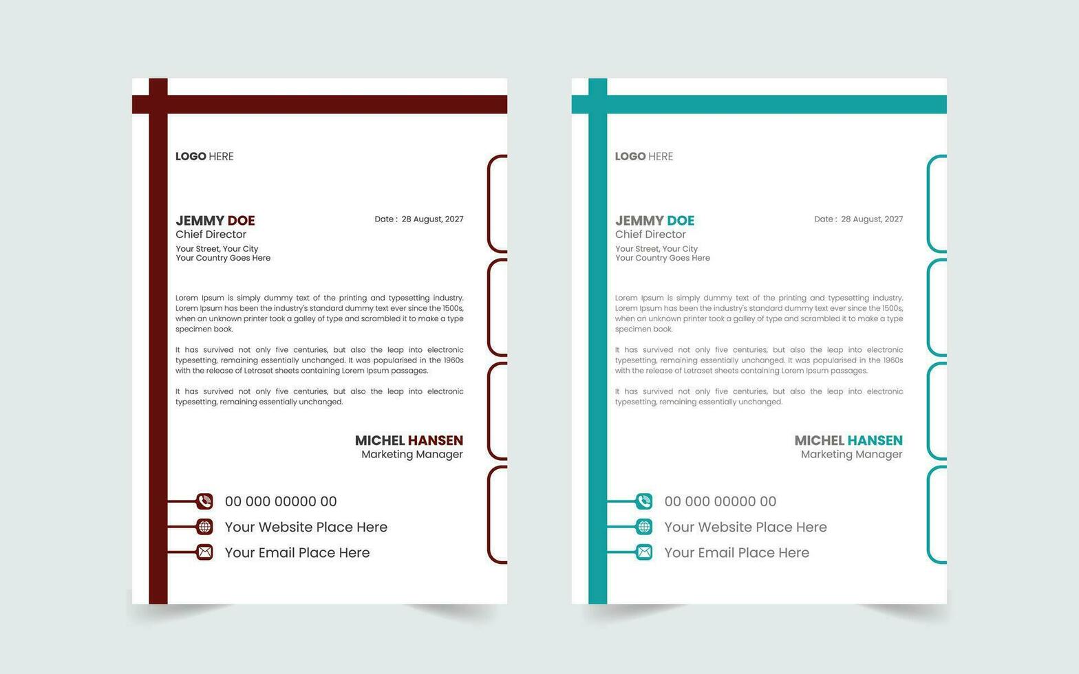 Corporate Modern And Professional Business Letterhead Design Template vector