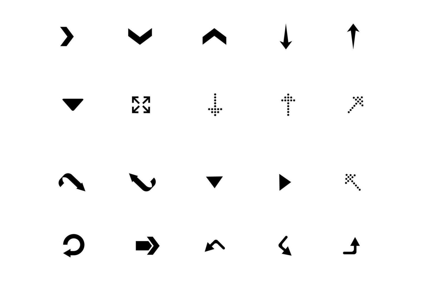 Free vector arrow icon set  black. Illustrator icon collection arrow.