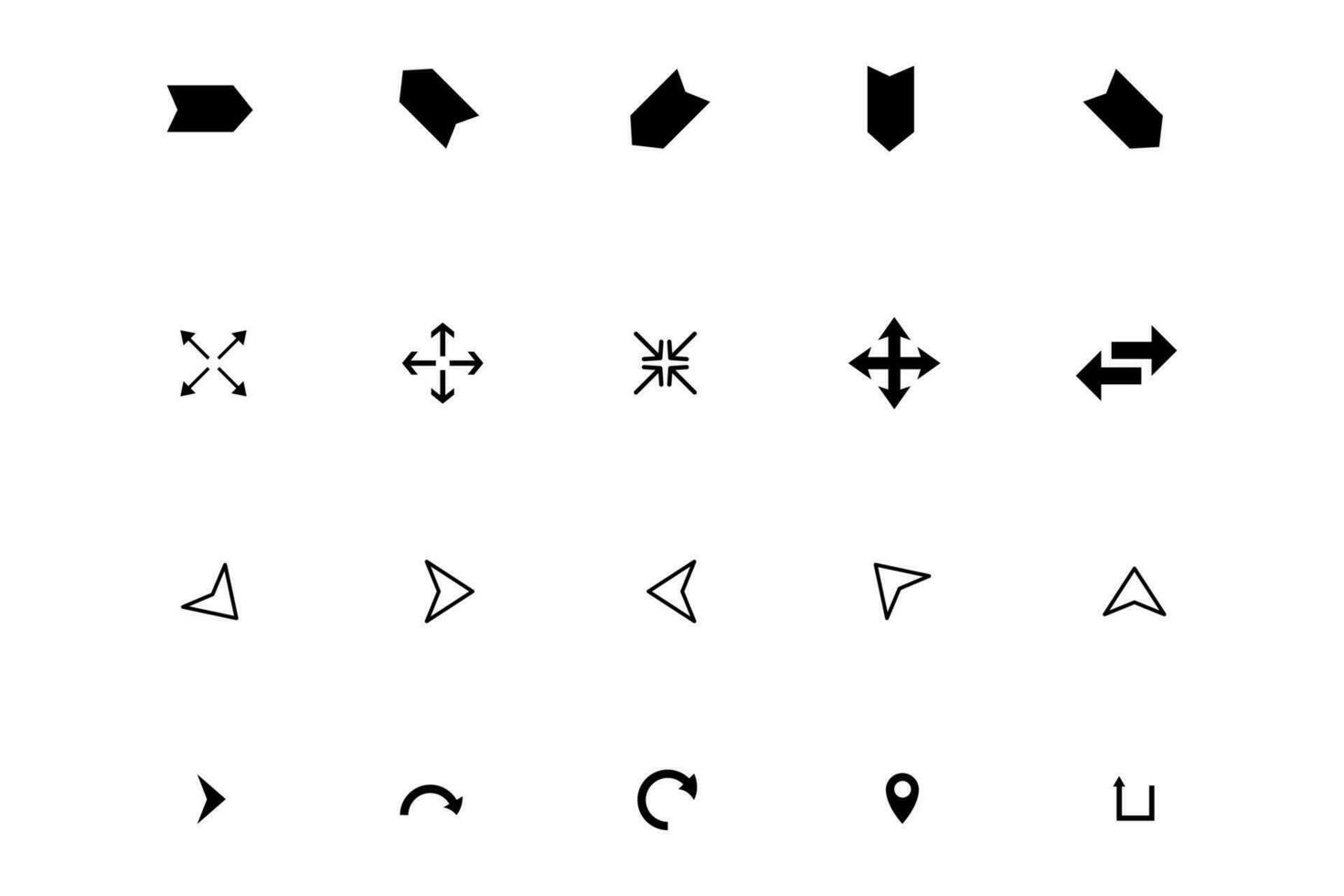 negro vector flecha icono colección ilustración