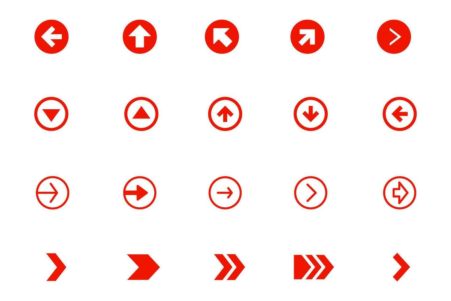 Red Arrow icon set, design element. vector icon of arrow