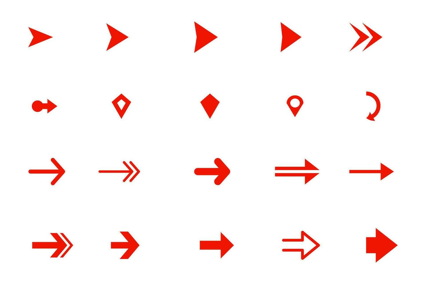 Red Arrow icon set, design element. vector icon of arrow
