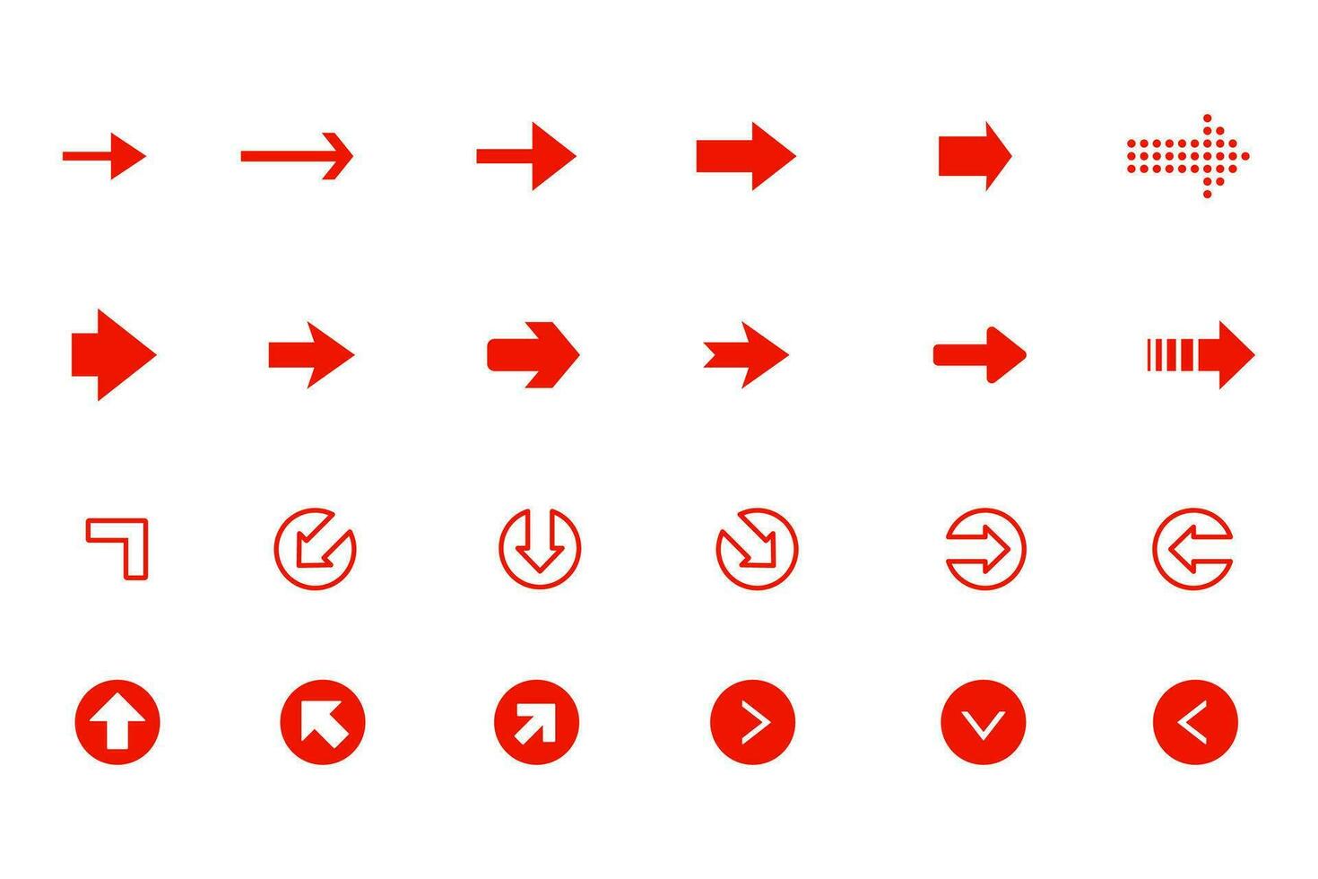 Red Arrow icon set, design element. vector icon of arrow