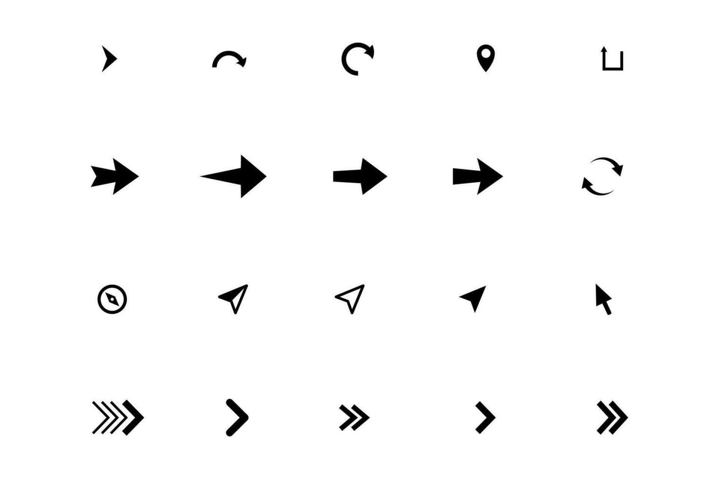 Free vector arrow icon set  black. Illustrator icon collection arrow.