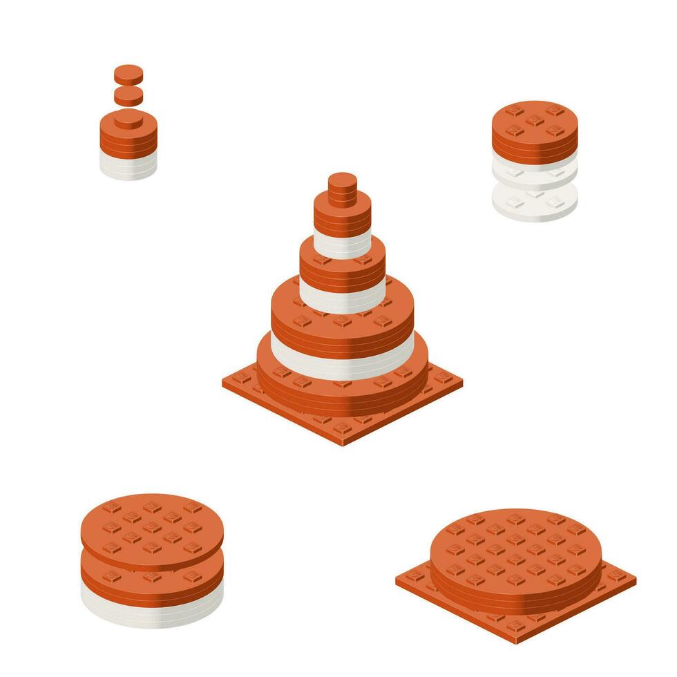 Concept with traffic cone in isometric style for print and design.Vector illustration. vector