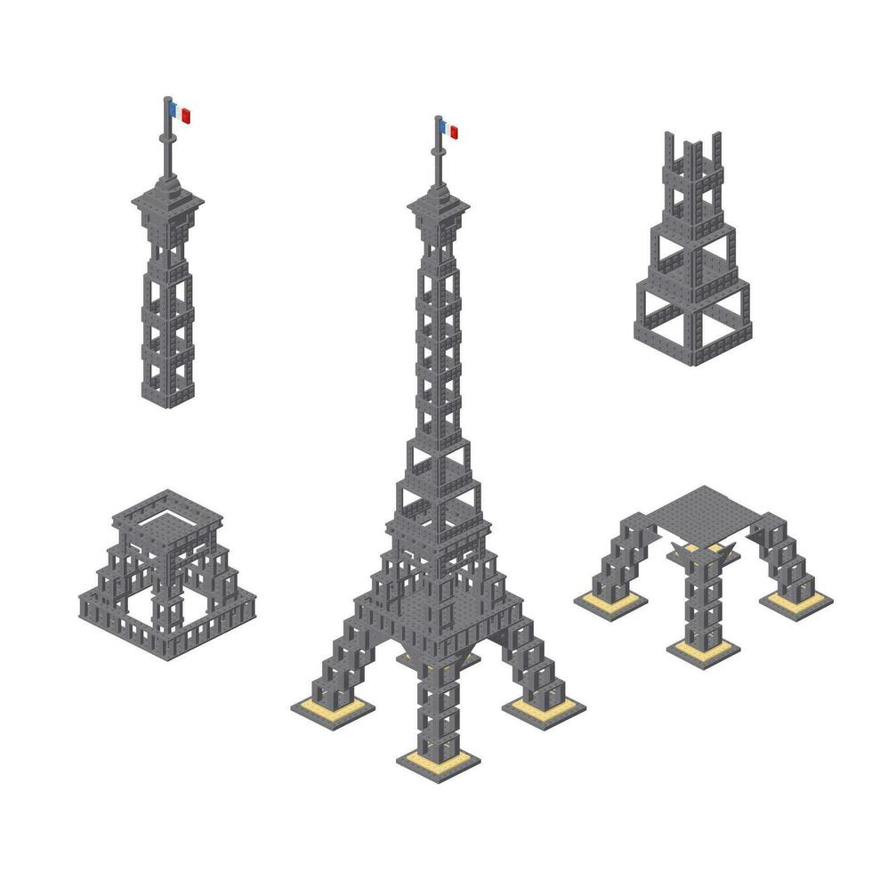 Concept with the Eiffel Tower in isometric style for print and design ...