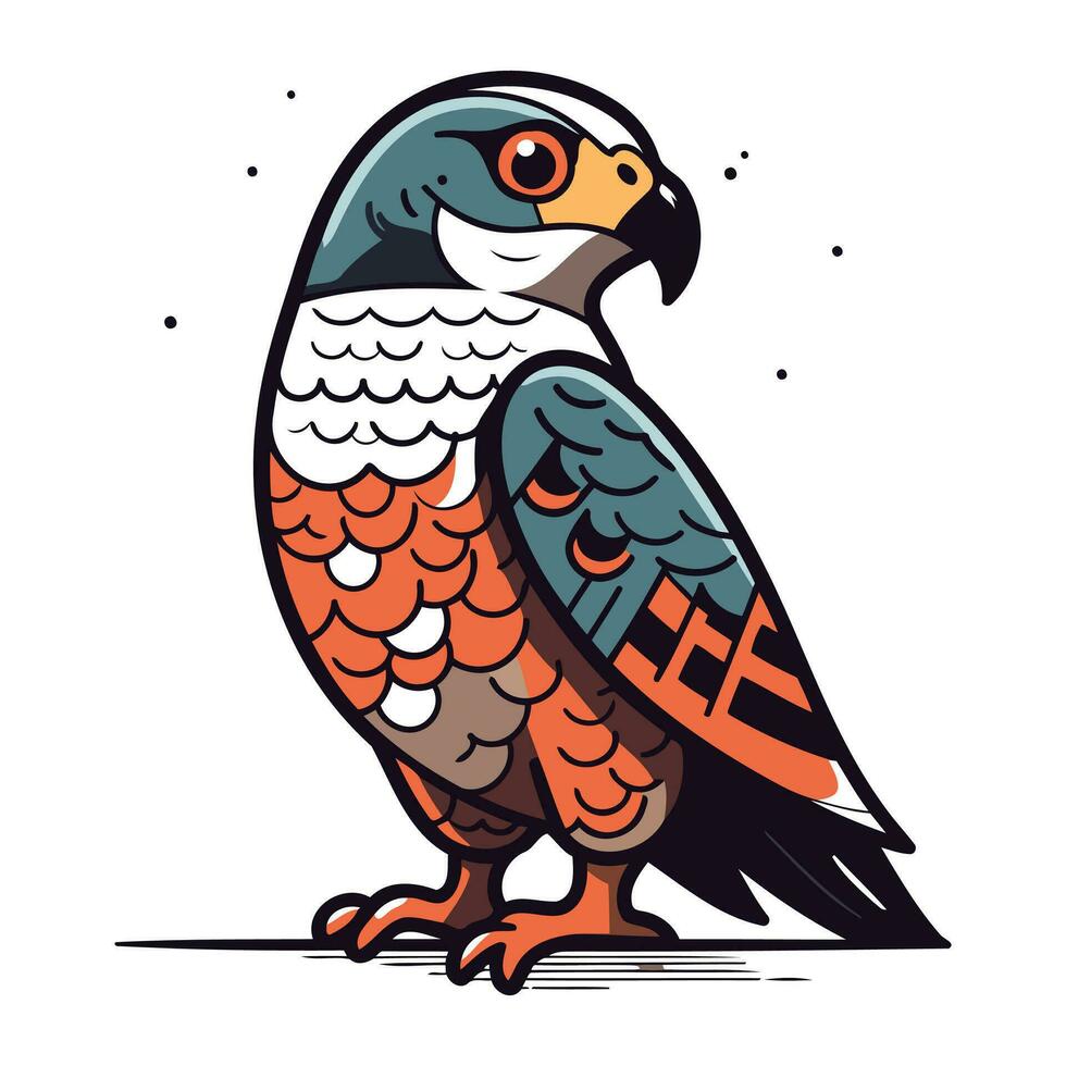 Peregrine falcon. Bird of prey. Vector illustration