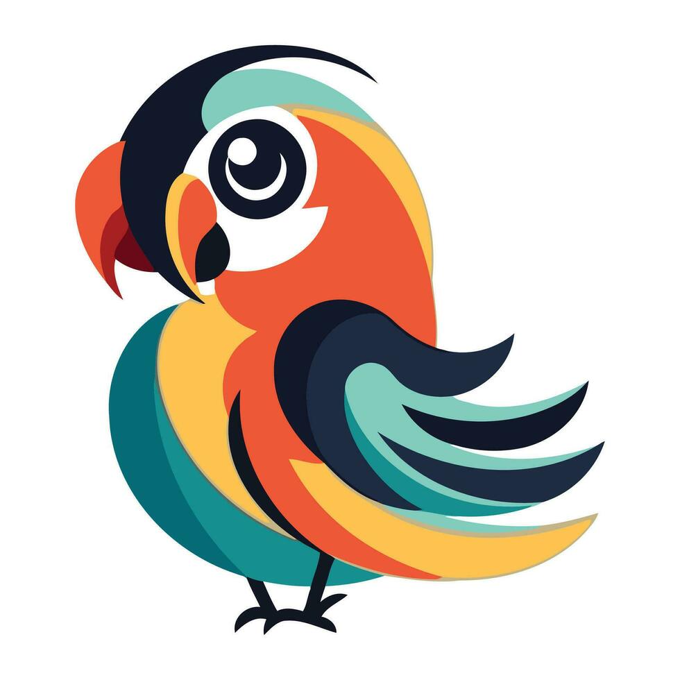 Colorful parrot isolated on a white background. Vector illustration.