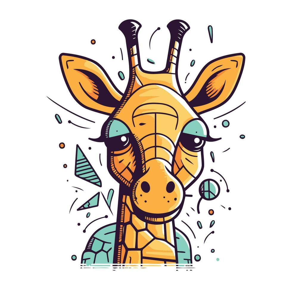 Giraffe head. Vector illustration in doodle style.