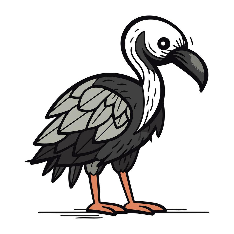 vector illustration of a vulture on a white background. Cartoon style