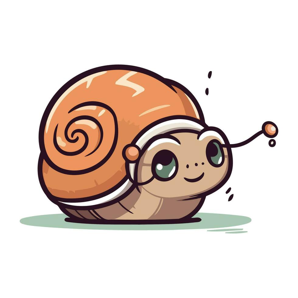 Cute cartoon snail. Vector illustration. Isolated on white background.