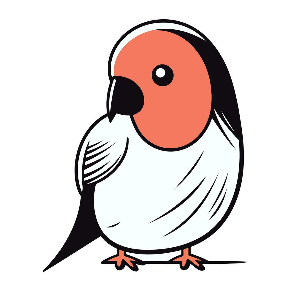 Vector illustration of a cute little bullfinch on white background.