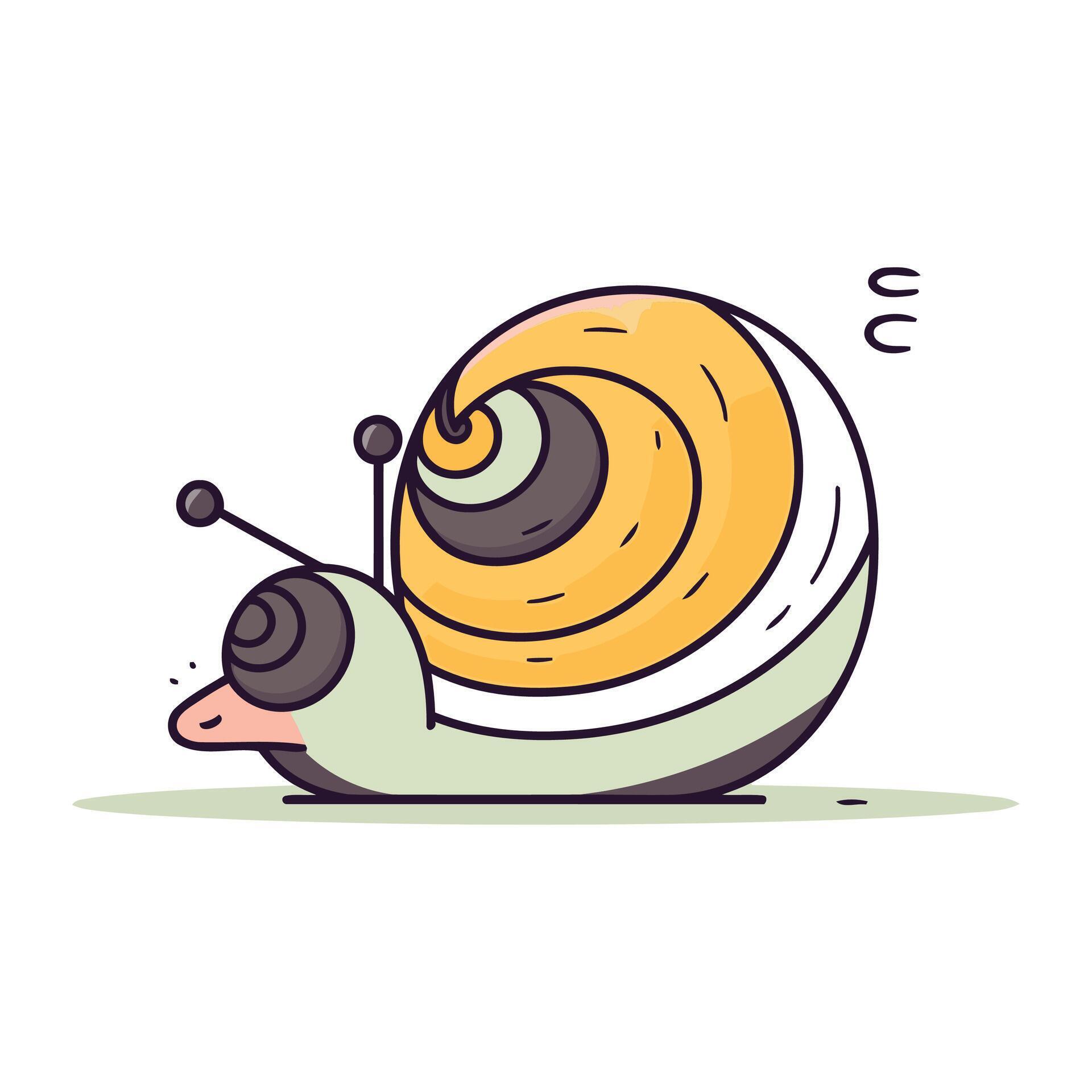 Cartoon snail. Vector illustration of a funny snail. Isolated on white