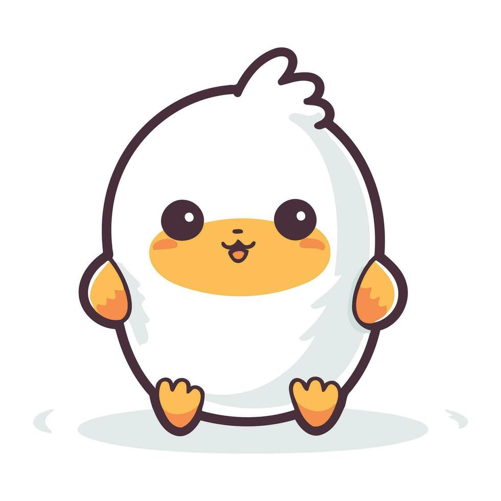 Cute chicken cartoon character on white background. Cute cartoon chicken vector illustration.