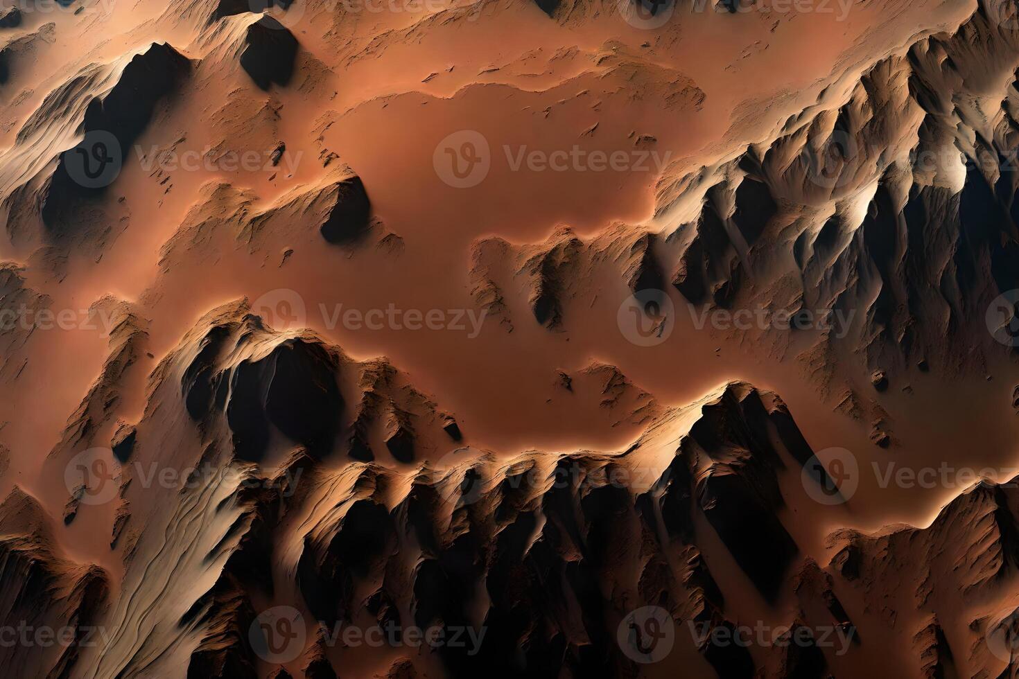 An aerial view of a desert landscape photo