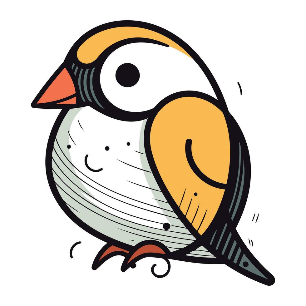 linda pequeño pájaro aislado en blanco antecedentes. vector ilustración en dibujos animados estilo.