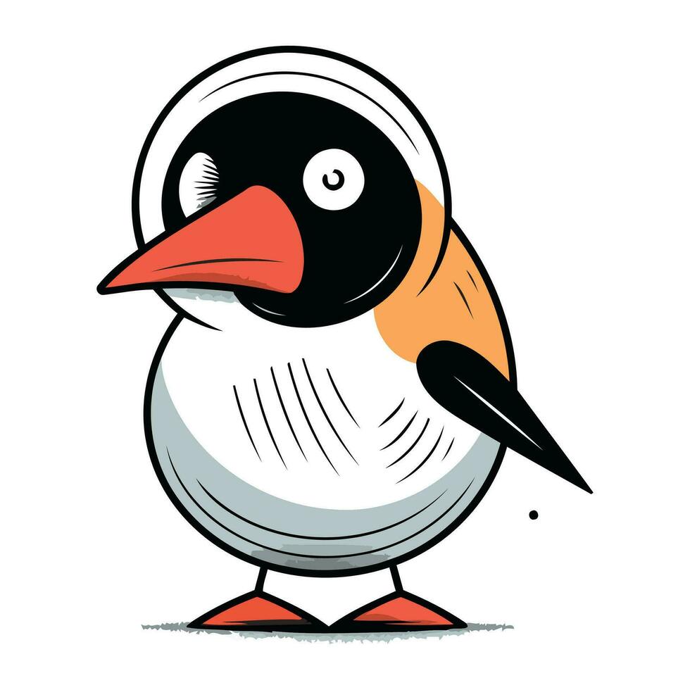 Cute cartoon penguin. Vector illustration isolated on white background.