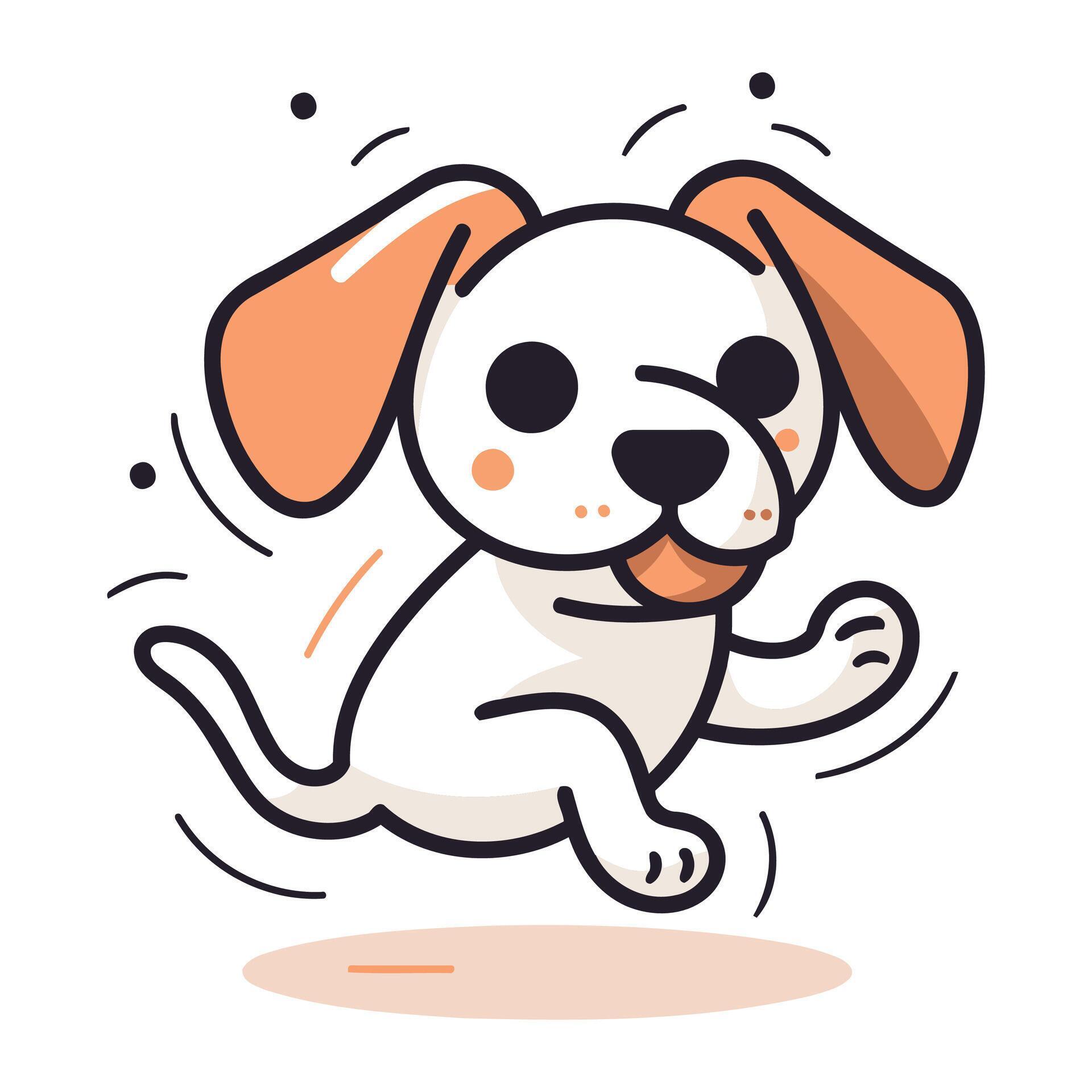 Cute cartoon dog jumping. Vector illustration of a cute dog jumping