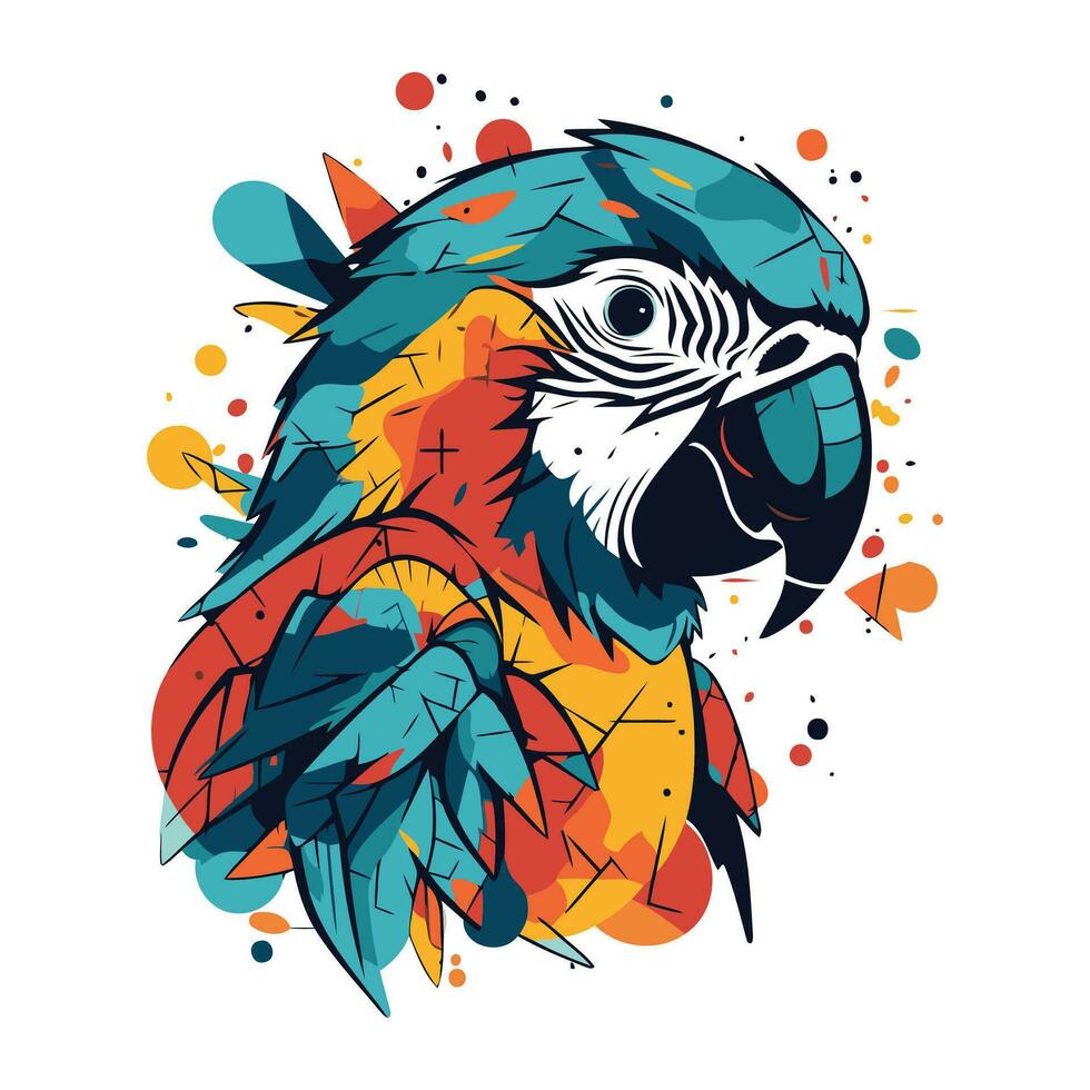 Colorful macaw parrot on white background. vector illustration.