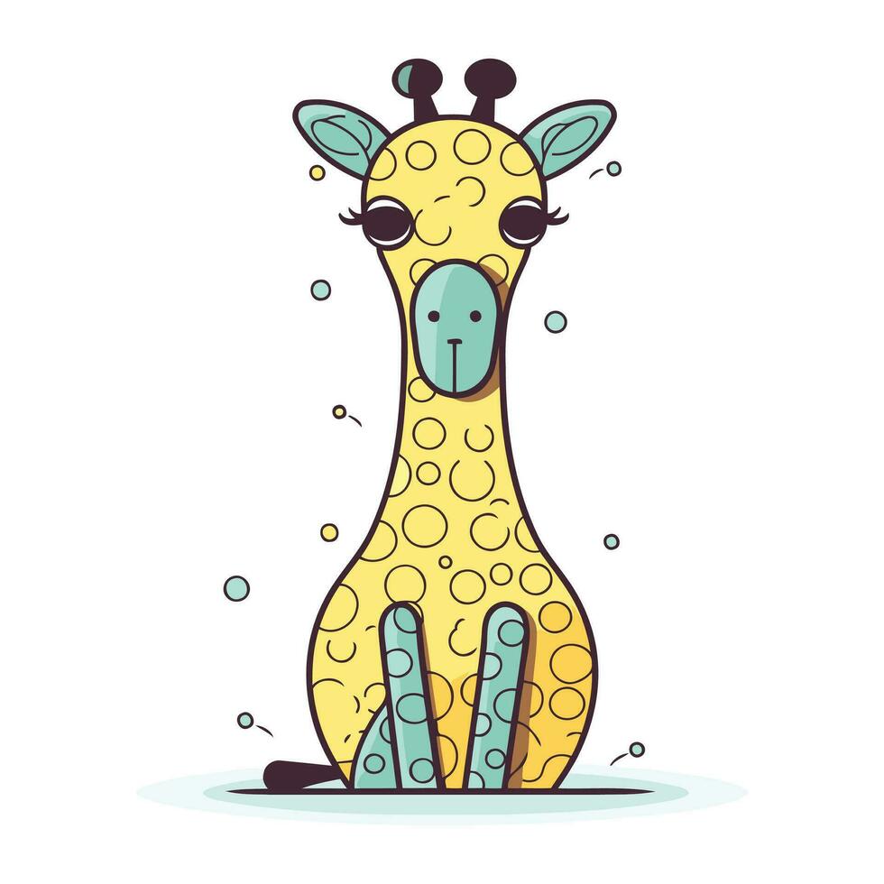 Cute cartoon giraffe. Isolated on white background. Vector illustration.