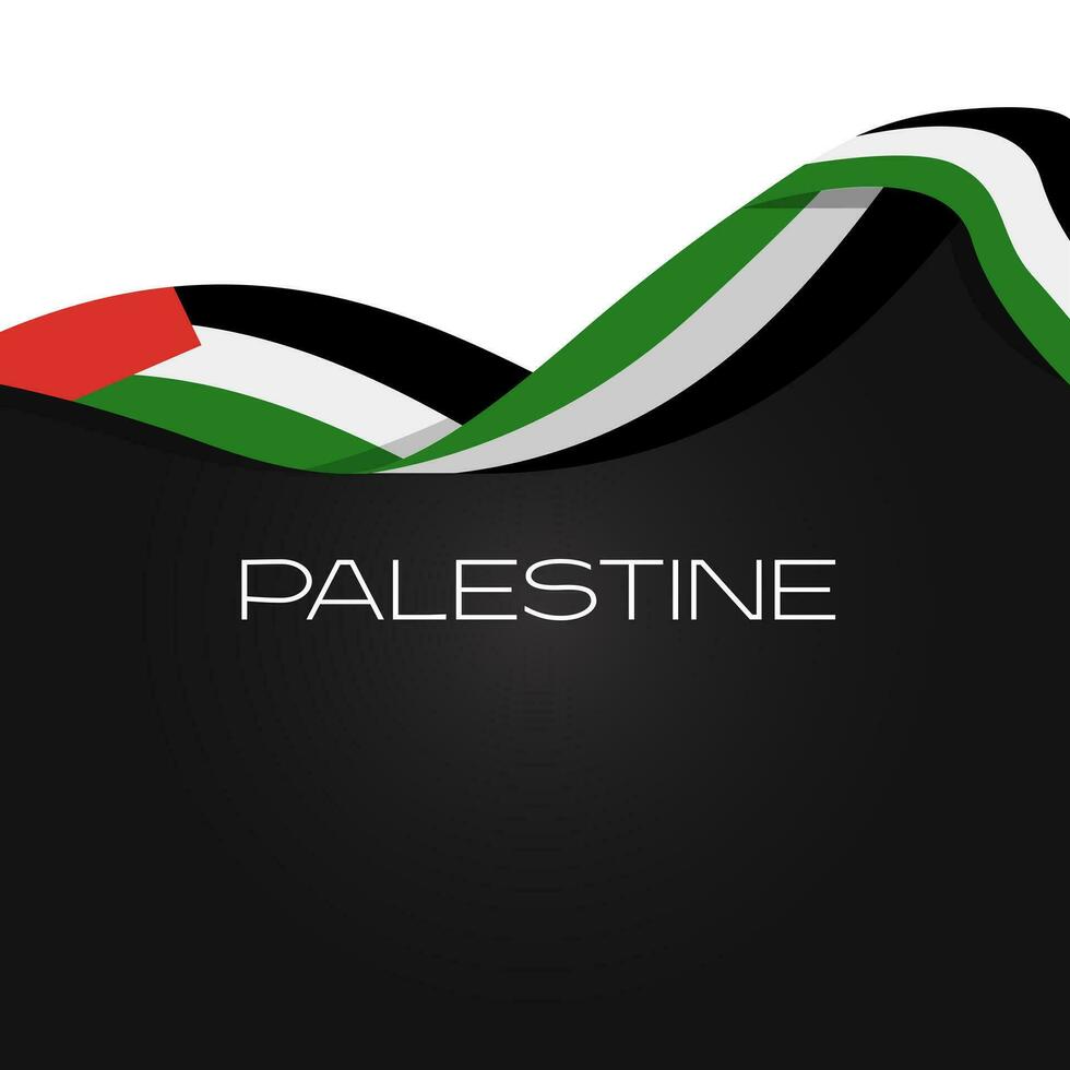 Palestine flag ribbon vector. Website banner post template with Palestine flag decoration vector