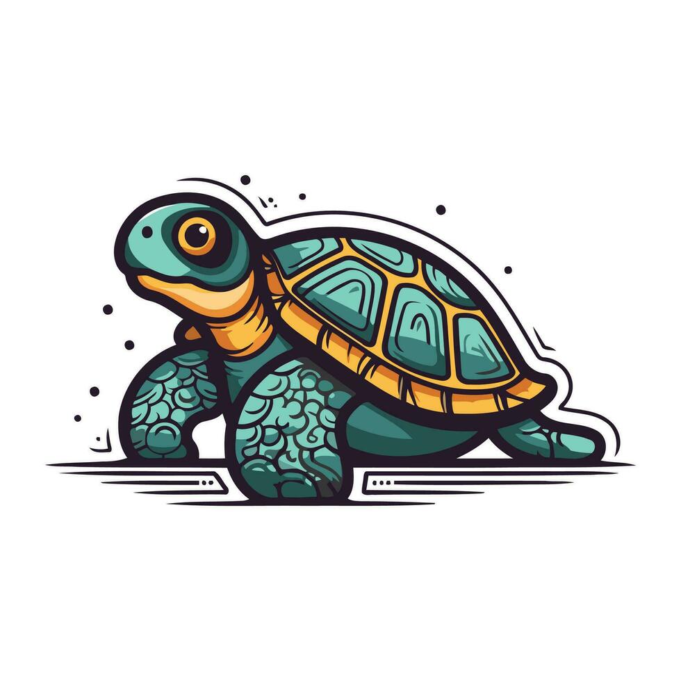 Tortuga vector ilustración. aislado en blanco antecedentes. dibujos animados estilo.