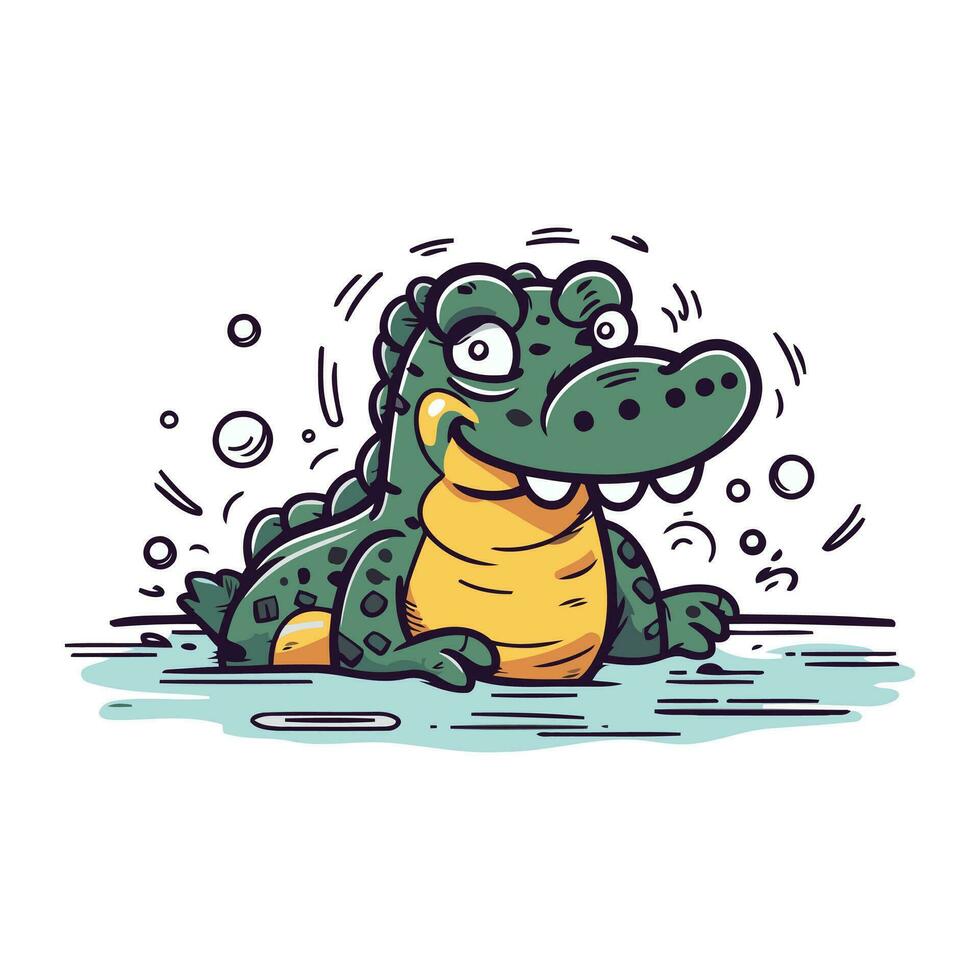 Cartoon crocodile. Vector illustration of a crocodile on a white background.