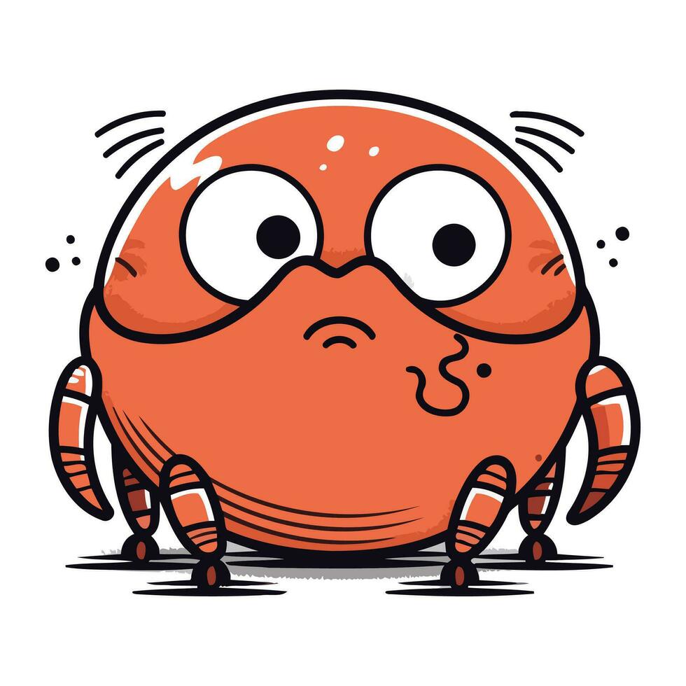 Cute cartoon crab. Vector illustration isolated on a white background.