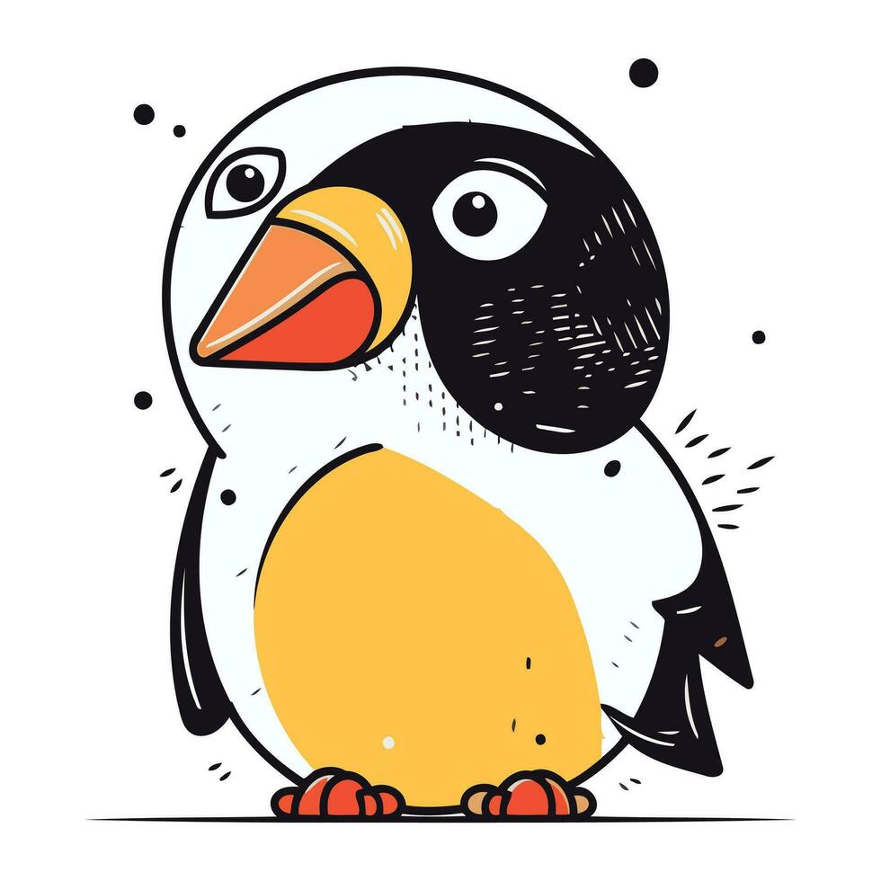 linda pingüino. vector ilustración en garabatear estilo.