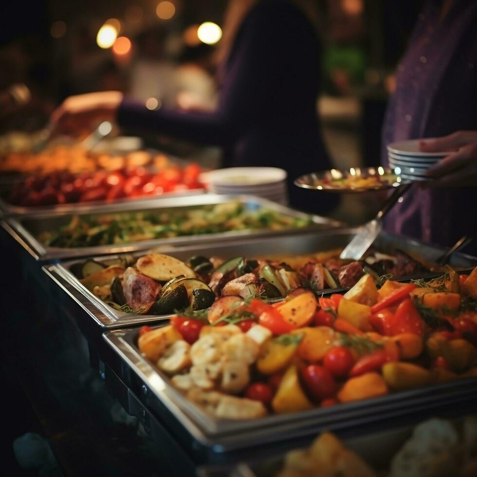 People group catering buffet food photo