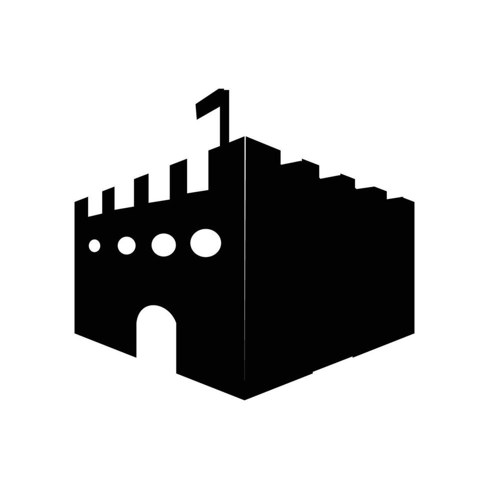 Castle icon. Architecture urban and construction theme. Isolated design. Vector illustration. Silhouettes of palaces and fortifications that are strong and majestic